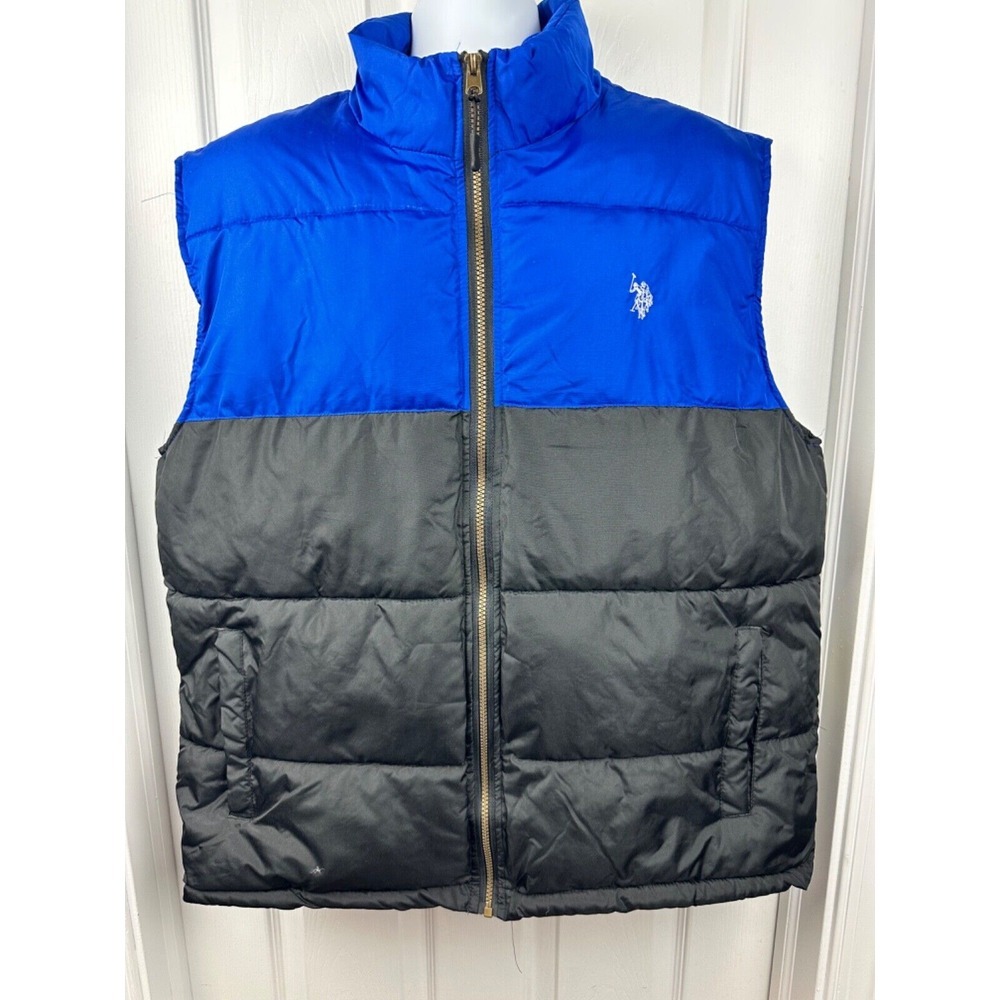 U.S. Polo Association Mens Puffer Vest‎ Blue Black Size XL Very Nice!